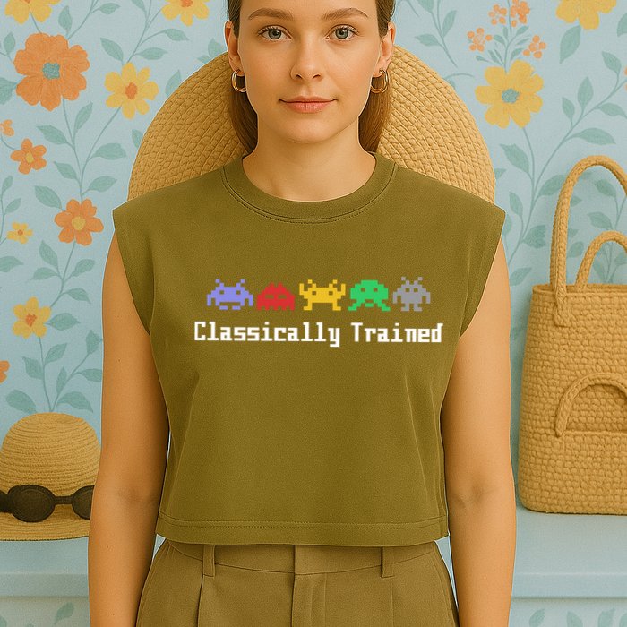 Classically Trained 80's Video Game Aliens Garment-Dyed Women's Muscle Tee