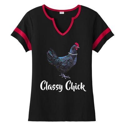 Classy Chick - Funny Cute Ladies Halftime Notch Neck Tee