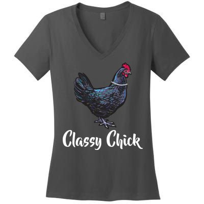 Classy Chick - Funny Cute Women's V-Neck T-Shirt