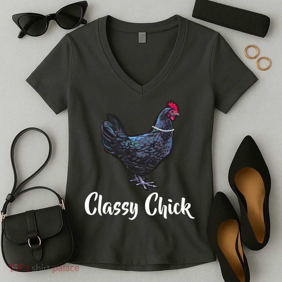 Classy Chick - Funny Cute Women's V-Neck T-Shirt