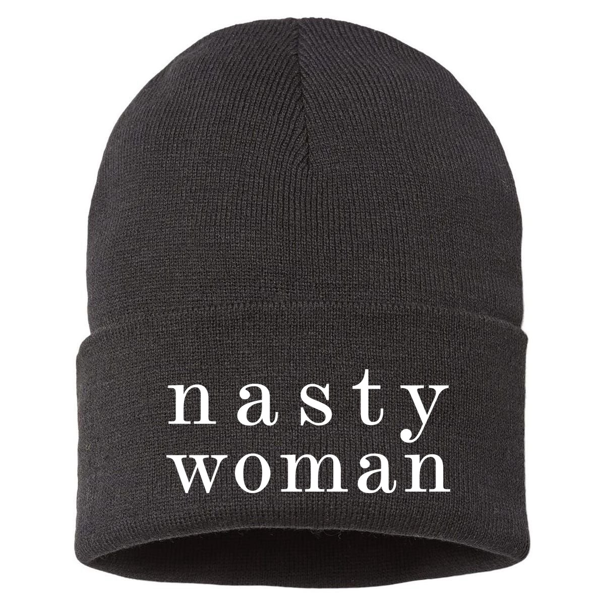 Classy Nasty Woman News Anchor Logo Sustainable Knit Beanie