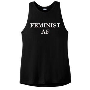 Classy News Feminist AF Text Logo Ladies PosiCharge Tri-Blend Wicking Tank