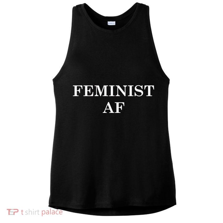 Classy News Feminist AF Text Logo Ladies PosiCharge Tri-Blend Wicking Tank