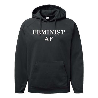 Classy News Feminist AF Text Logo Performance Fleece Hoodie