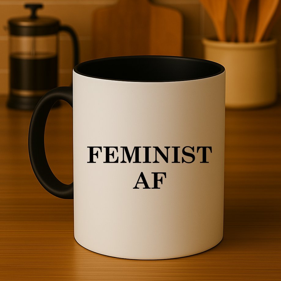 Classy News Feminist AF Text Logo Mug