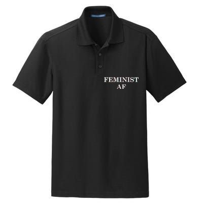 Classy News Feminist AF Text Logo Dry Zone Grid Polo