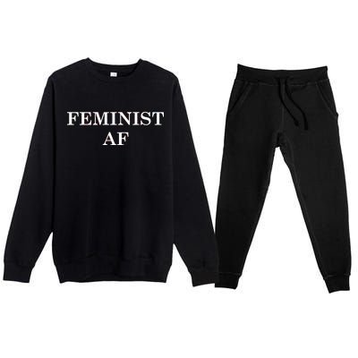 Classy News Feminist AF Text Logo Premium Crewneck Sweatsuit Set