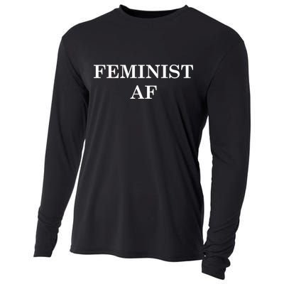 Classy News Feminist AF Text Logo Cooling Performance Long Sleeve Crew