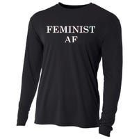 Classy News Feminist AF Text Logo Cooling Performance Long Sleeve Crew