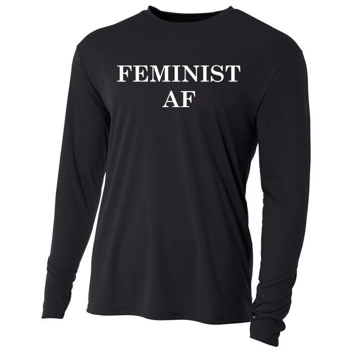 Classy News Feminist AF Text Logo Cooling Performance Long Sleeve Crew