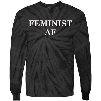 Classy News Feminist AF Text Logo Tie-Dye Long Sleeve Shirt