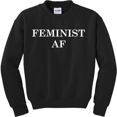 Classy News Feminist AF Text Logo Kids Sweatshirt