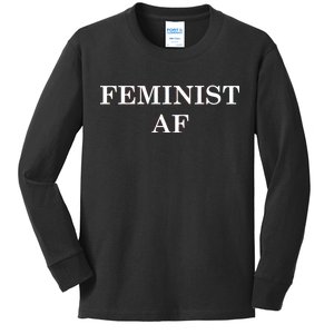 Classy News Feminist AF Text Logo Kids Long Sleeve Shirt