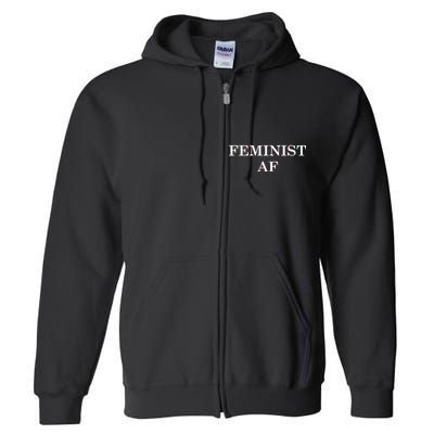 Classy News Feminist AF Text Logo Full Zip Hoodie