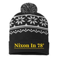 Classy News Nixon In 78' Logo USA-Made Snowflake Beanie