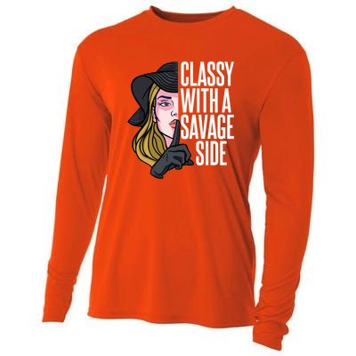 Classy With A Savage Side Cooling Performance Long Sleeve Crew