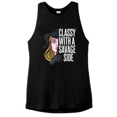 Classy With A Savage Side Ladies PosiCharge Tri-Blend Wicking Tank