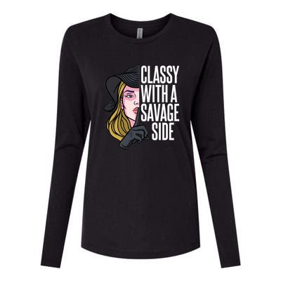 Classy With A Savage Side Womens Cotton Relaxed Long Sleeve T-Shirt