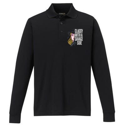 Classy With A Savage Side Performance Long Sleeve Polo