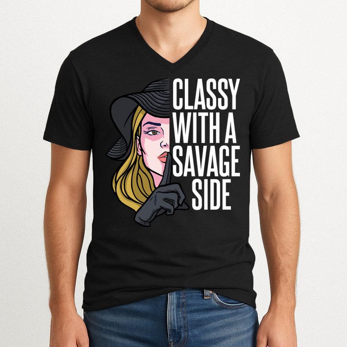 Classy With A Savage Side V-Neck T-Shirt