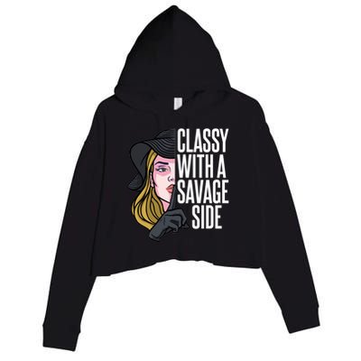 Classy With A Savage Side Crop Fleece Hoodie