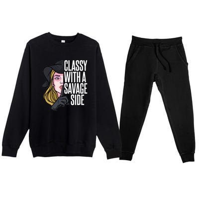 Classy With A Savage Side Premium Crewneck Sweatsuit Set