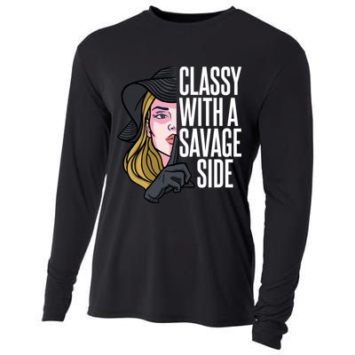 Classy With A Savage Side Cooling Performance Long Sleeve Crew