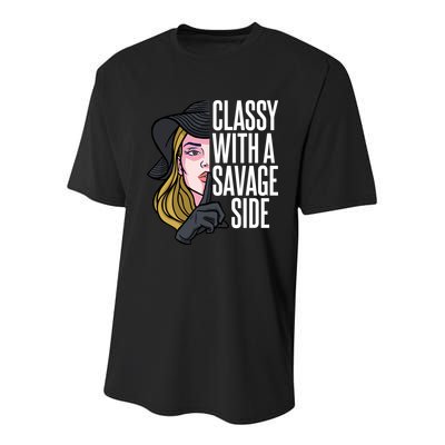 Classy With A Savage Side Youth Performance Sprint T-Shirt