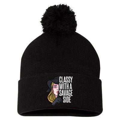 Classy With A Savage Side Pom Pom 12in Knit Beanie