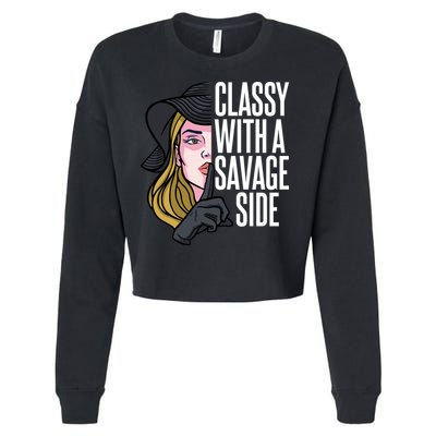 Classy With A Savage Side Cropped Pullover Crew