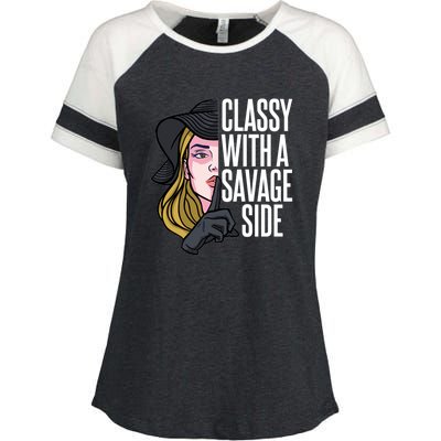 Classy With A Savage Side Enza Ladies Jersey Colorblock Tee