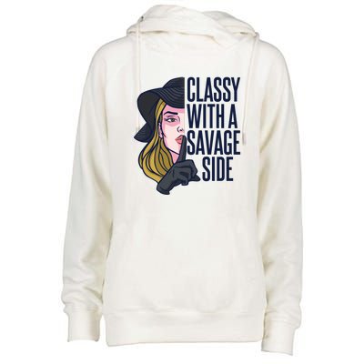 Classy With A Savage Side Womens Funnel Neck Pullover Hood