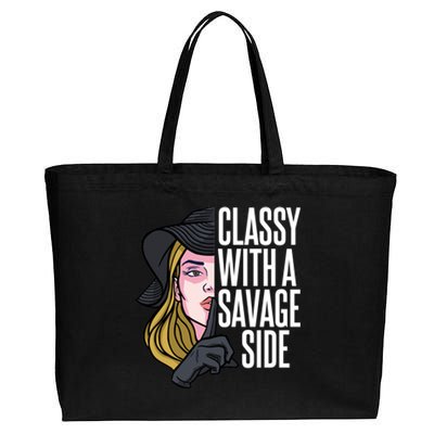 Classy With A Savage Side Cotton Canvas Jumbo Tote