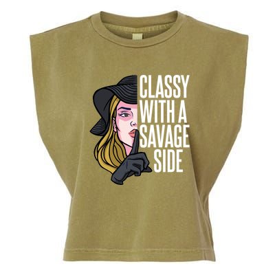 Classy With A Savage Side Garment-Dyed Women's Muscle Tee