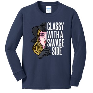 Classy With A Savage Side Kids Long Sleeve Shirt