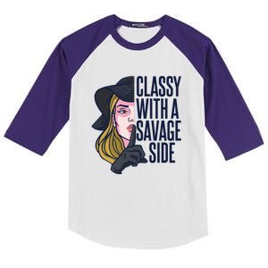 Classy With A Savage Side Kids Colorblock Raglan Jersey