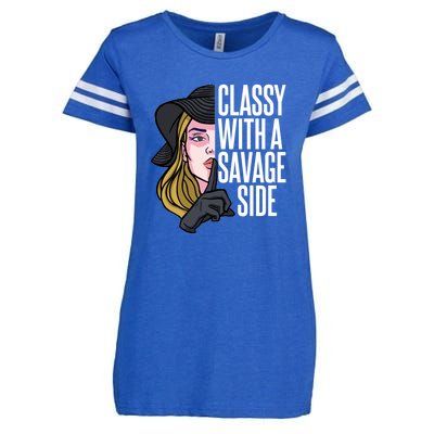 Classy With A Savage Side Enza Ladies Jersey Football T-Shirt