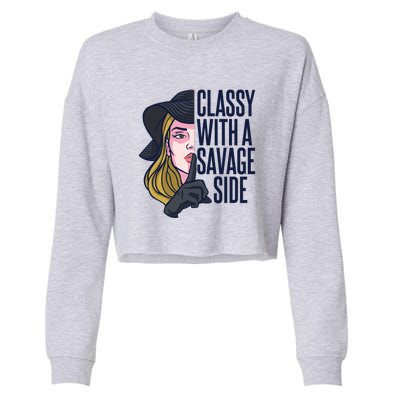 Classy With A Savage Side Cropped Pullover Crew