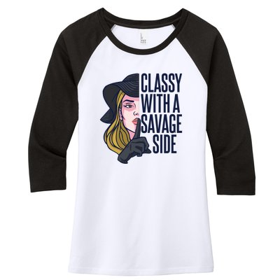 Classy With A Savage Side Women's Tri-Blend 3/4-Sleeve Raglan Shirt