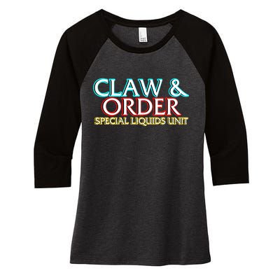 Claw & Order Special Liquids Unit Women's Tri-Blend 3/4-Sleeve Raglan Shirt