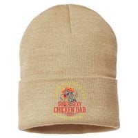 Chicken Lover Best Dad Ever Chicken Farmer Fathers Day Sustainable Knit Beanie