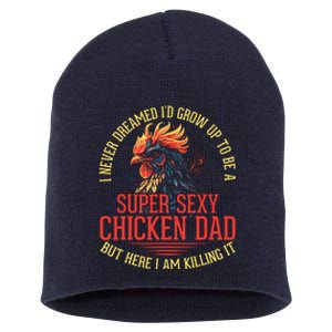 Chicken Lover Best Dad Ever Chicken Farmer Fathers Day Short Acrylic Beanie