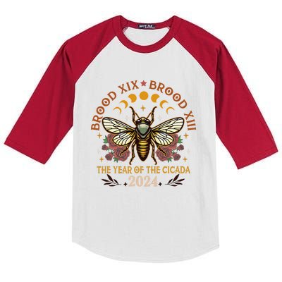 Cicada Lover Brood Xix Brood Xiii Year Of The Cicada 2024 Kids Colorblock Raglan Jersey