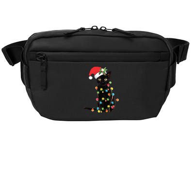 Christmas Lights Black Cat Santa Crossbody Pack