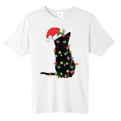 Christmas Lights Black Cat Santa Tall Fusion ChromaSoft Performance T-Shirt