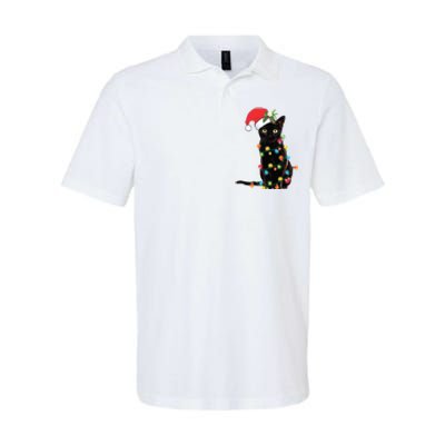 Christmas Lights Black Cat Santa Softstyle Adult Sport Polo