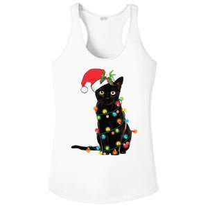 Christmas Lights Black Cat Santa Ladies PosiCharge Competitor Racerback Tank