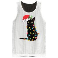 Christmas Lights Black Cat Santa Mesh Reversible Basketball Jersey Tank