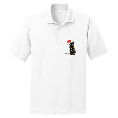 Christmas Lights Black Cat Santa PosiCharge RacerMesh Polo