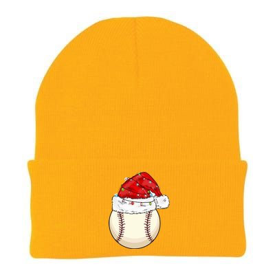 Christmas Lights Baseball Santa Hat Catcher Pitcher Pj Gift Knit Cap Winter Beanie